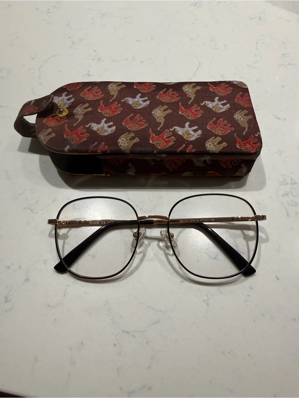 SOJOS‎ Women’s Black & Gold Blue Light Glasses – Classic Square Frame